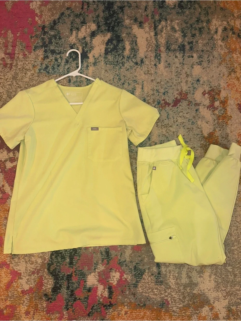 Figs Lemon Yellow Scrub Top and Jogger Pants Set